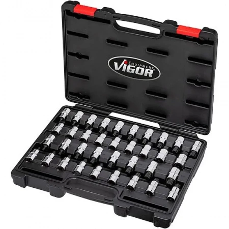 Vigor V2496 Набор вставок-бит 1/2” (XZN, шестигранник, Ribe-CV, TORX®), 36 штук