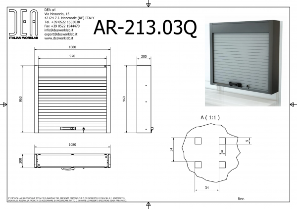 DEA AR-213.03 Полуторный модуль с рольставней и перфорированной задней панелью