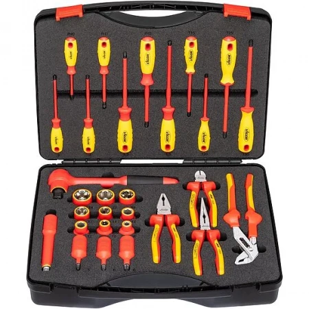 Vigor V5632 Набор VDE-инструмента, размеры 5–24 мм, PH0–PH2, T15–T30, 29 штук