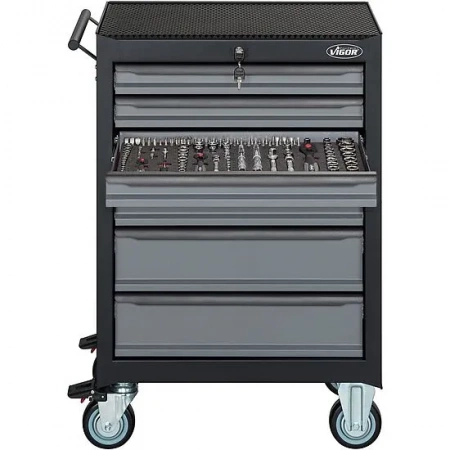 Vigor V2379N Тележка VIGOR 500N с набором инструмента 164 предмета (3 ложемента)