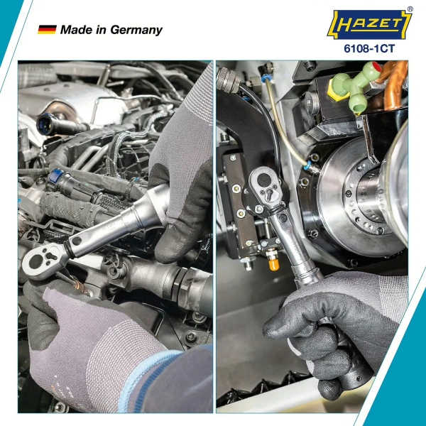 Hazet 6108-1CTCAL 1/4" Динамометрический ключ с сертификатом калибровки DAkkS 2-10 Нм ±2%. С I