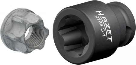 Hazet 2784S-1 1/2" Набор ударных головок со специальным профилем. Профиль с пазами