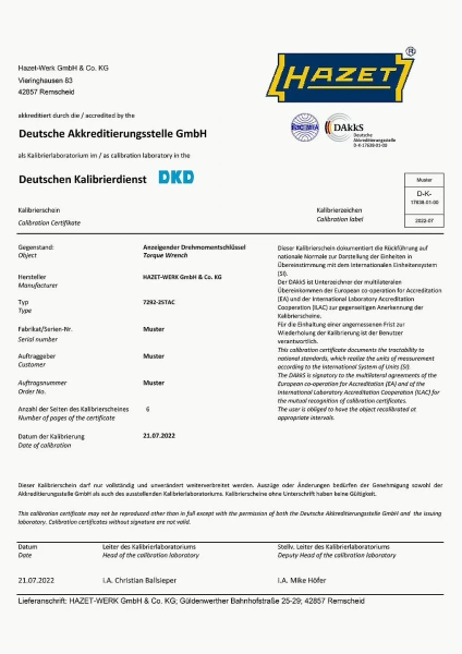 Hazet 7295-2STACCAL 3/4" 14 x 18 мм Электронный динамометрический ключ со встроенным угломером 65-650