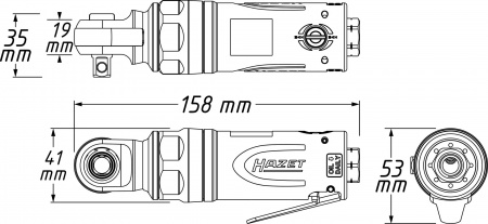 Трещотка пневматическая ударная, посадочный квадрат 3/8" Hazet 9021SR-1