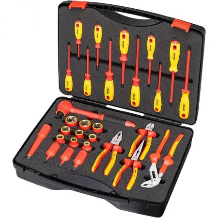 Vigor V5632 Набор VDE-инструмента, размеры 5–24 мм, PH0–PH2, T15–T30, 29 штук