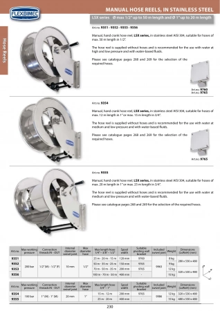 Катушка ручная, нерж. сталь, LSX серия, Lmax 20м, Ø1" (без шланга) Flexbimec 9355