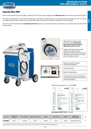 Speedy Blue MID - Мобильная система заправки AdBlue®/DEF (бочка 200л) с пистолетом-счетчиком (MID MI-005) Flexbimec 6786MID