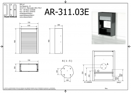 DEA AR-311.03E Модуль с моторизованной рольставней и панелью для монитора