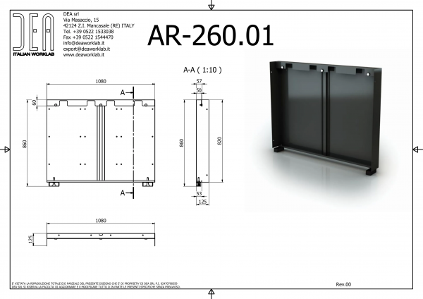 DEA AR-260.01 Задняя закрывающая панель для 1,5 модулей, серия 90