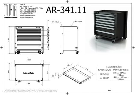 DEA AR-341.11 Полуторная тележка с 7 ящиками, серия 110