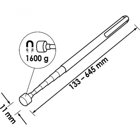 Vigor V1741 Магнит телескопический, 1600 гр, L = 133 - 645 мм